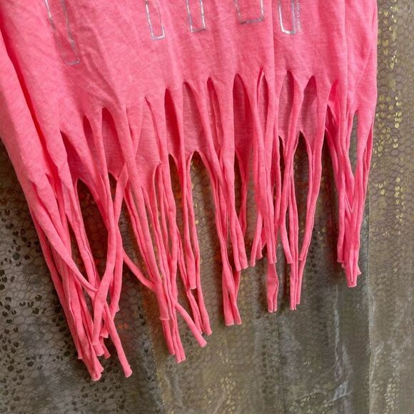 Vintage PINK Victorias Secret hot pink silver studded fringed tanktop XS NWT - Picture 4 of 6